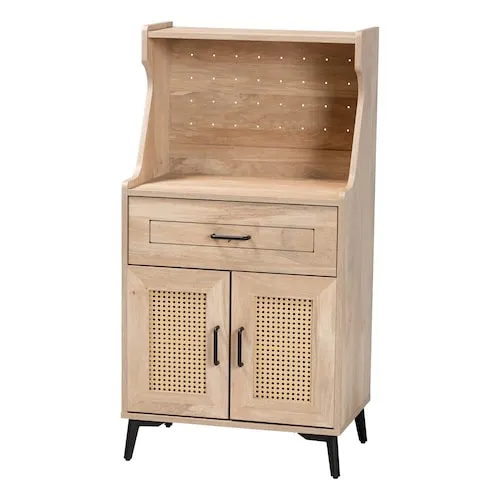 Pavone Wood Kitchen Storage Cabinet in Oak Brown and Black