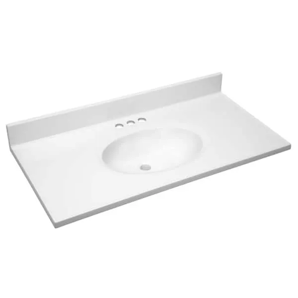 Design House 37 in.​ W x 19 in.​ D Cultured Marble Vanity Top in Solid White with Solid White Basin with 4 in.​ Faucet Spread