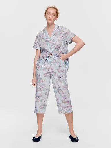 Paris Watercolour 100% Soft Cotton 3/4 Pj Pant