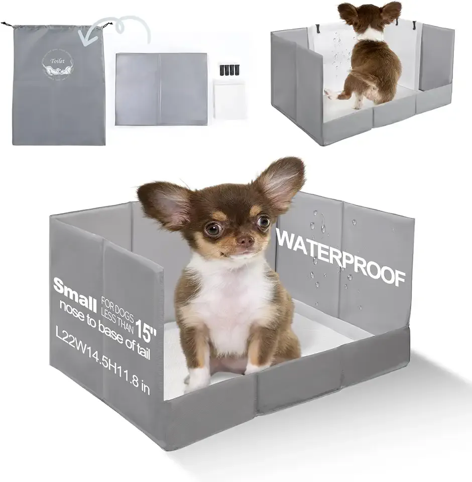 Dog Litter Box, Puppy Pee Pad Holder Foldable, Small Indoor Dog Potty Tray for Puppy, High Walls, Seamless, No Assembly, Waterproof, Easy to Clean, No Spill,Portable for Travel