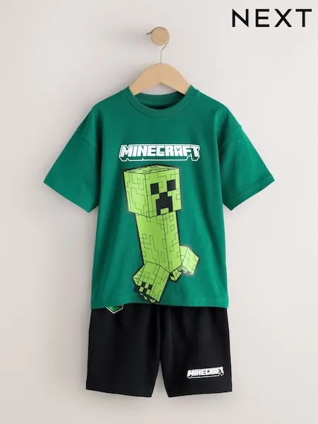 Dark Green/Black Minecraft T-Shirt and Shorts Set (3-16yrs)
