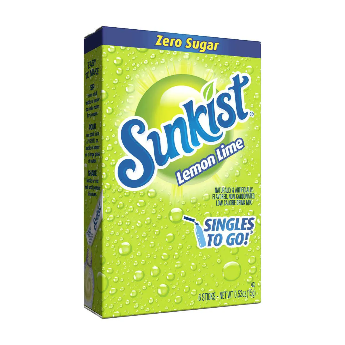 Sunkist Soda Drink Sticks, Lemon Lime, 6 ct