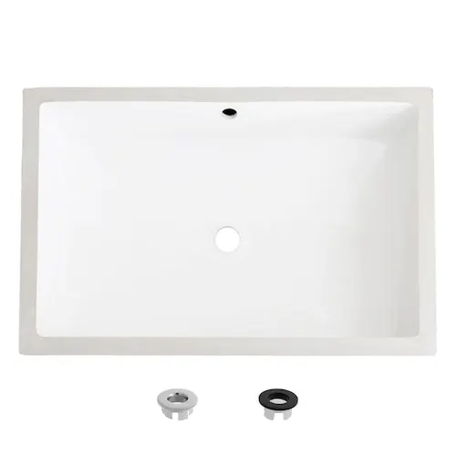 Stylish 24.5" W x 16.5" D White Porcelain Rectangular Undermount Bathroom Sink