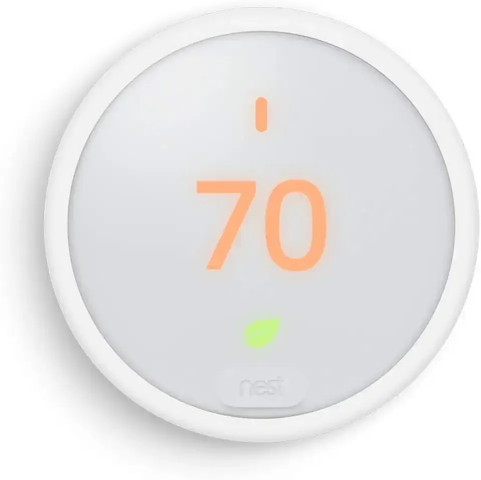 Nest Thermostat E (T4000ES) – Smart WiFi Programmable Thermostat with Frosted Display, Works with Alexa & Google Assistant – 24V HVAC Compatible – White Finish – App Control, Bulk Packaging
