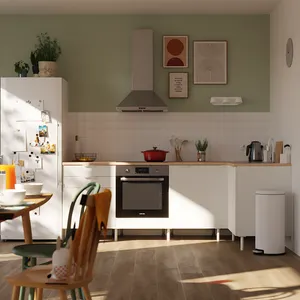 Cocina en kit en L Eleki blanca 4 módulos bajos L.245 x H.87 x P.126 cm