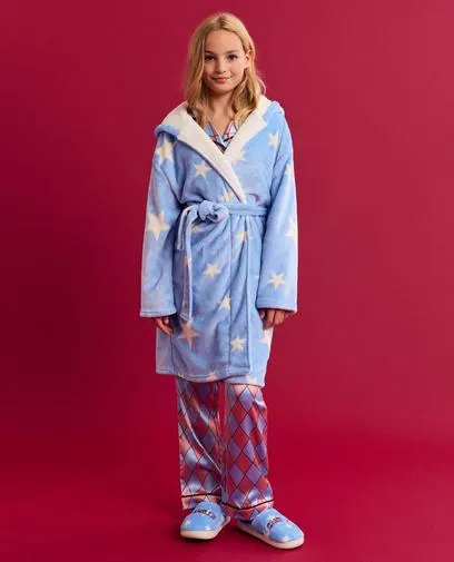 Fleece badjas met geborduurd opschrift, 116-164