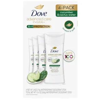 Dove Advanced Care Invisible+ Deodorant, 2.6 oz, 4-pack