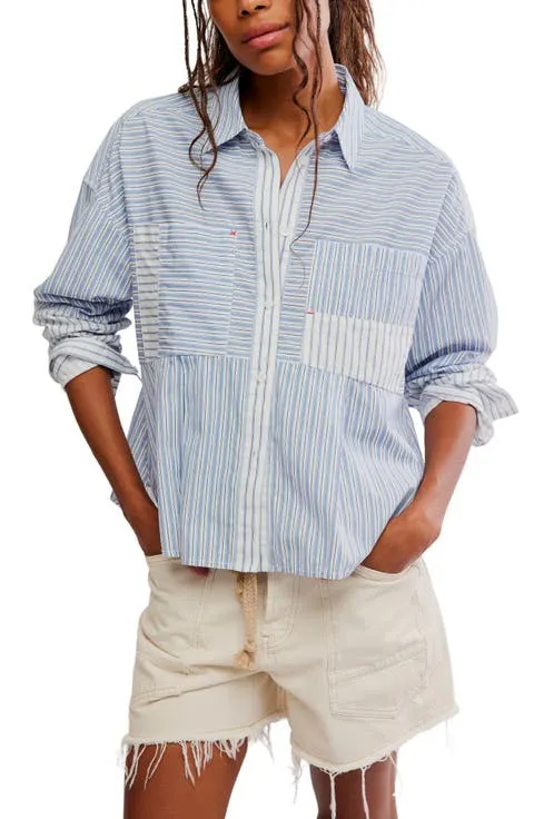 Free People Annie Striped Babydoll Shirt