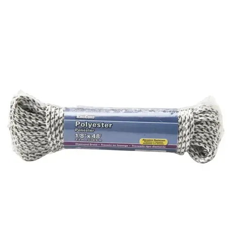 Cuerda de poliéster 1/8" x 15 m blanca con gris