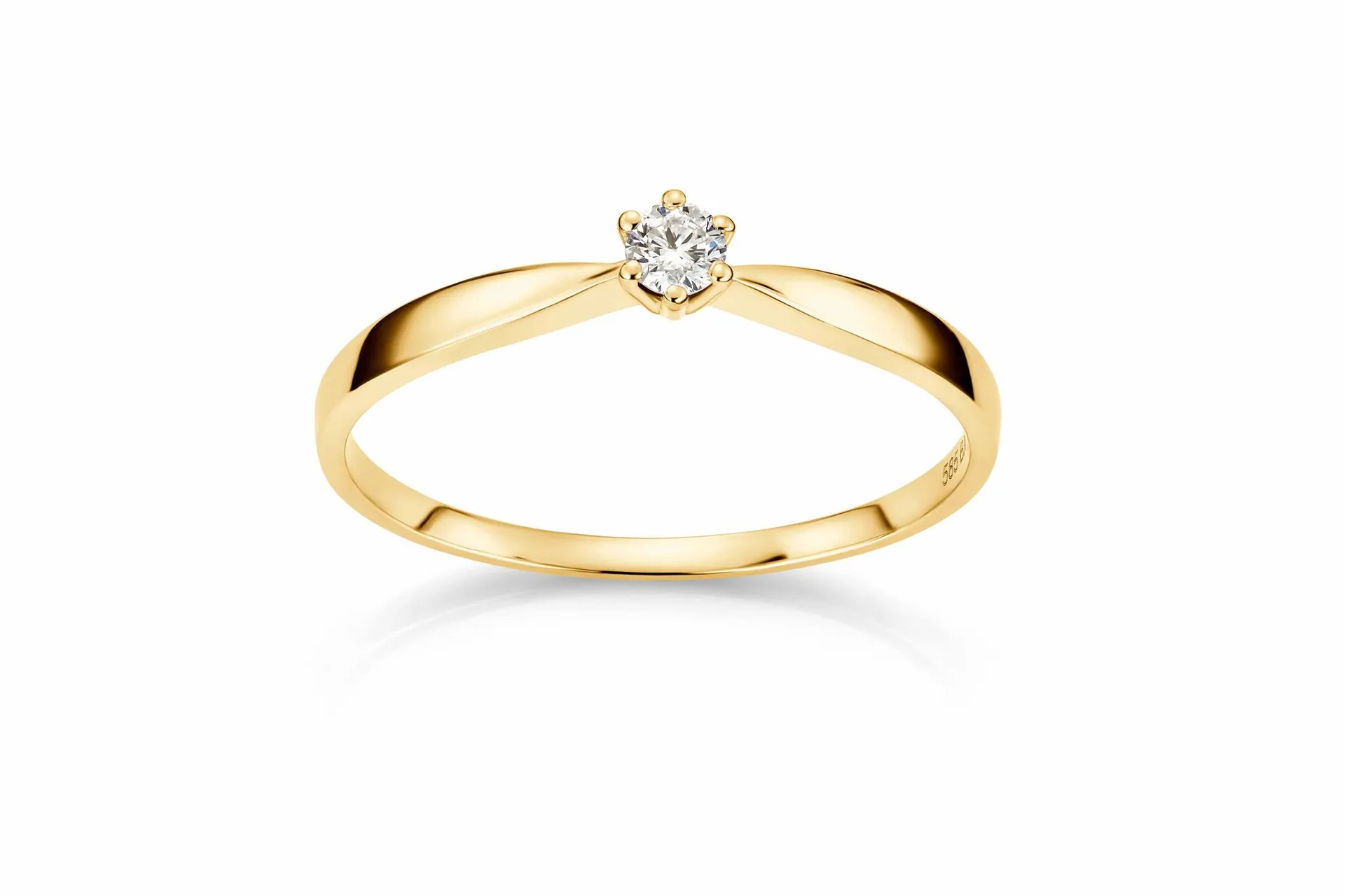Louise diamantring i 585 gult gull 0,08 ct