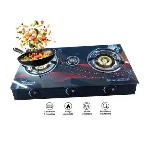 Cocina de Mesa a Gas de 3 Hornillas Vitrocerámico