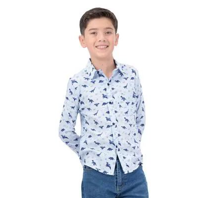 Camisa Hummo Kids Niño Manga Larga Dinosaurios