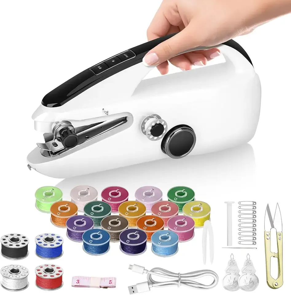 Portable Mini Sewing Machine for Beginners, Portable Handheld Sewing Machine with Dual Speed & Power Modes - Quick Stitch for Home Travel DIY Repairs, Easy to use