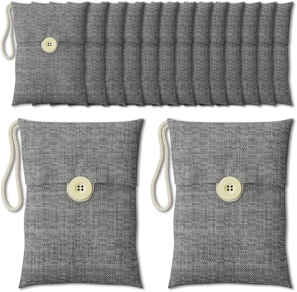 Charcoal bags Odor Absorber Activated Bamboo Charcoal Air Purifying Bag for Home Odor Eliminator Car Air Freshener for Closet Deodorizer Shoe Room Basement Litter Box Pet safe Bag 15Packs×100g