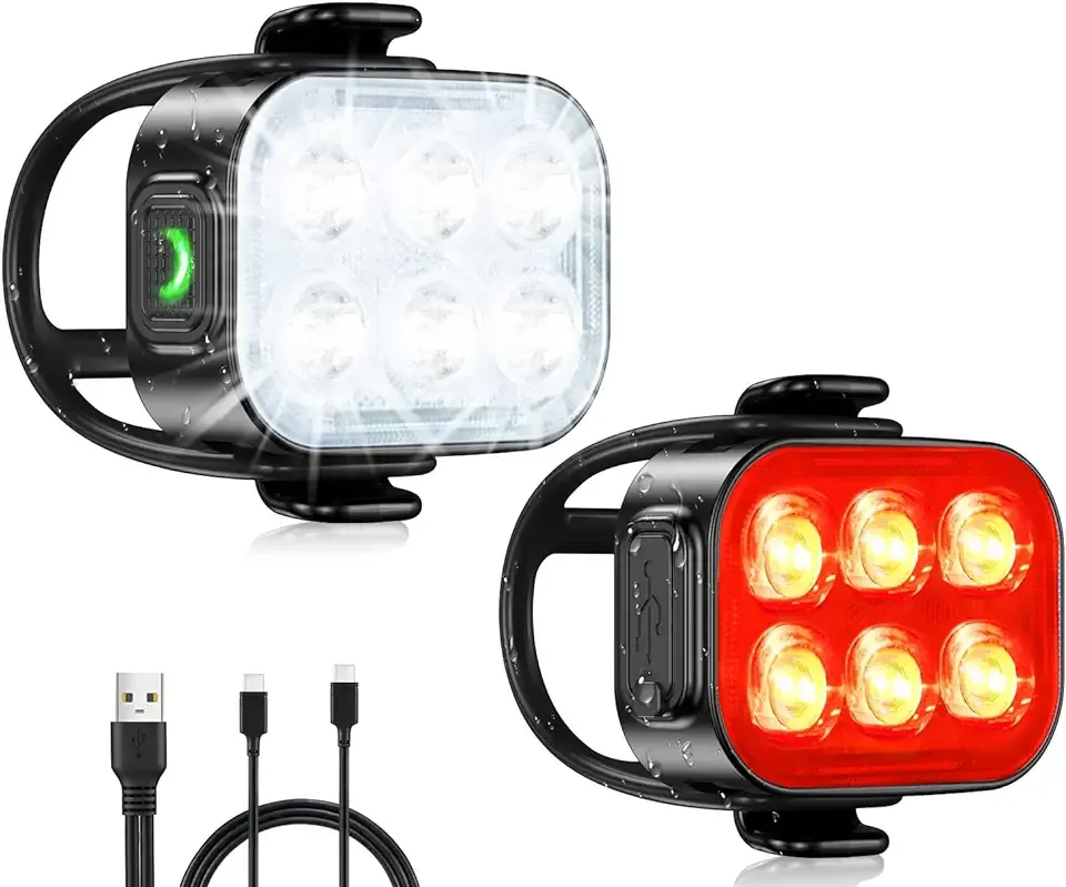 Zewdov Bike Lights for Night Riding, Rechargeable Bike Light Front and Back