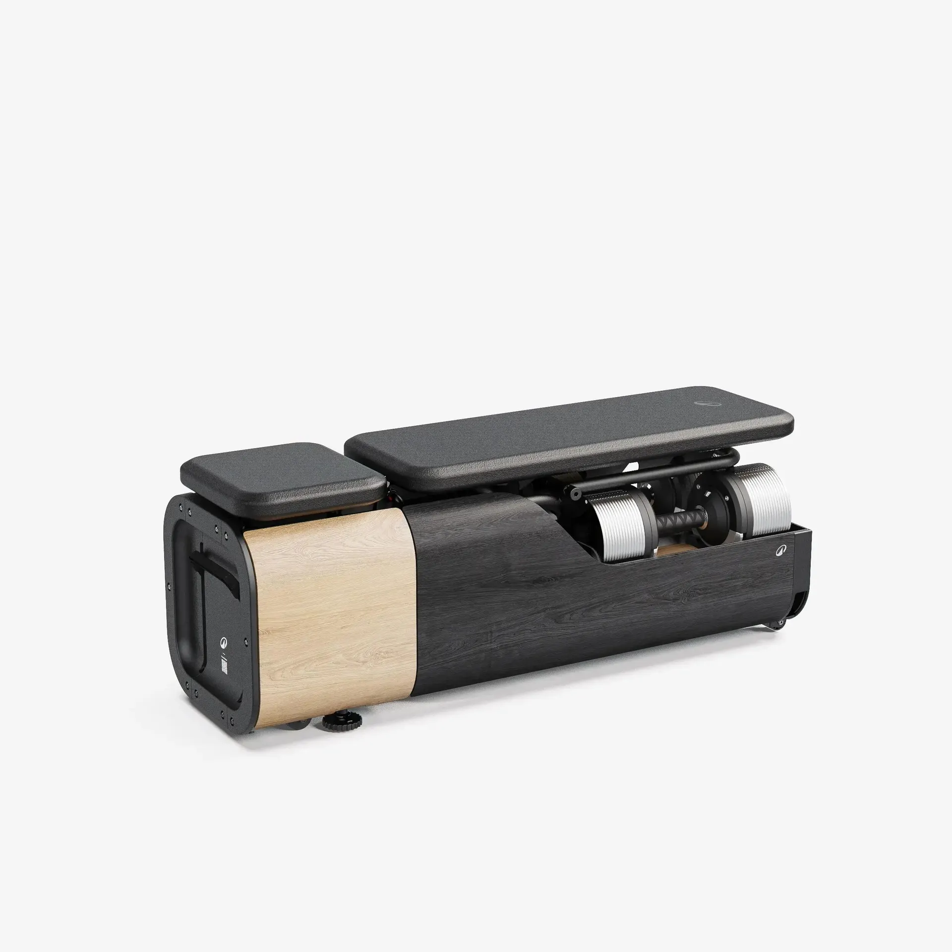 DOMYOS Kompletní posilovací lavice Smart Bench s činkami, kettlebelly a podložkou