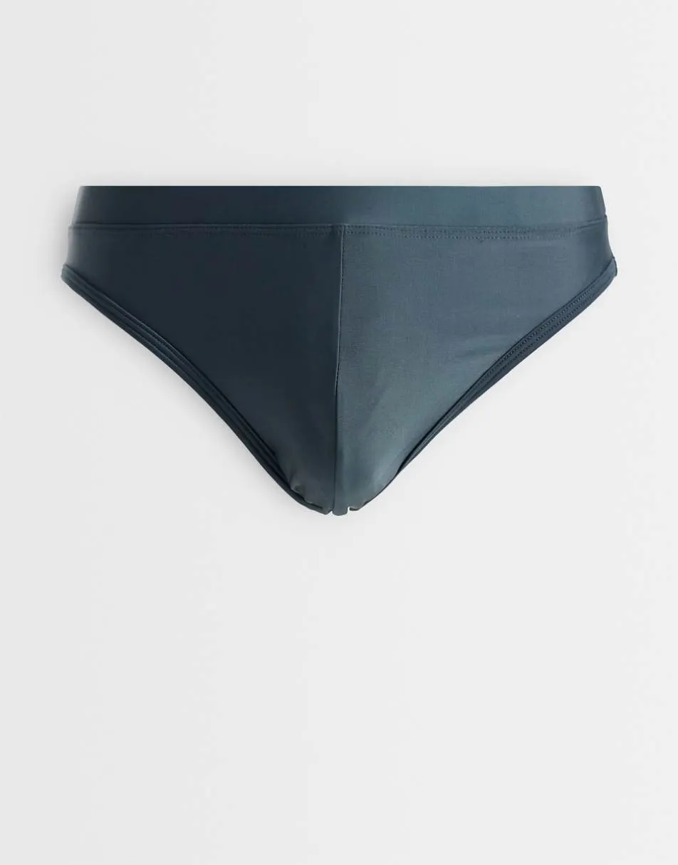 ASOS DESIGN swim briefs in charcoal