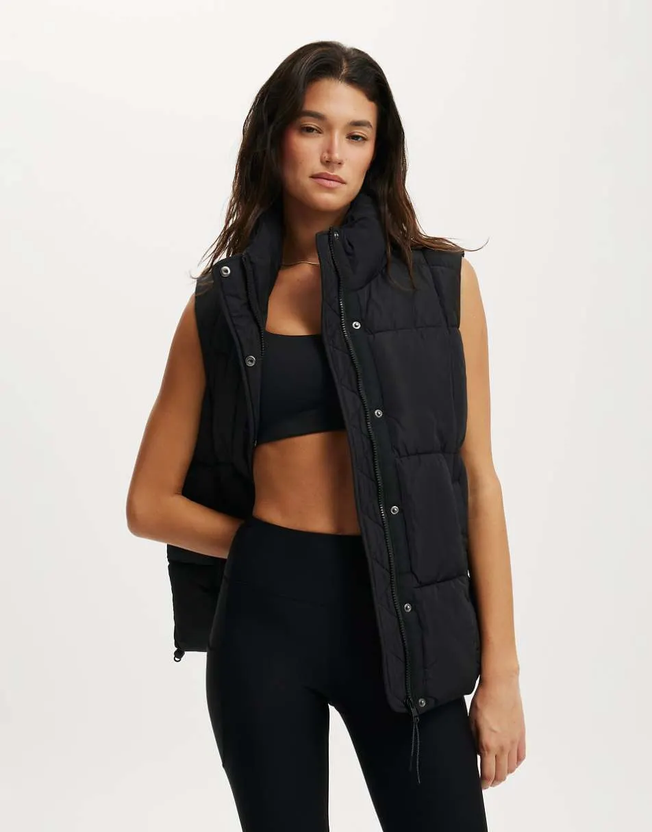 Cotton On The mother puffer quilted vest in black