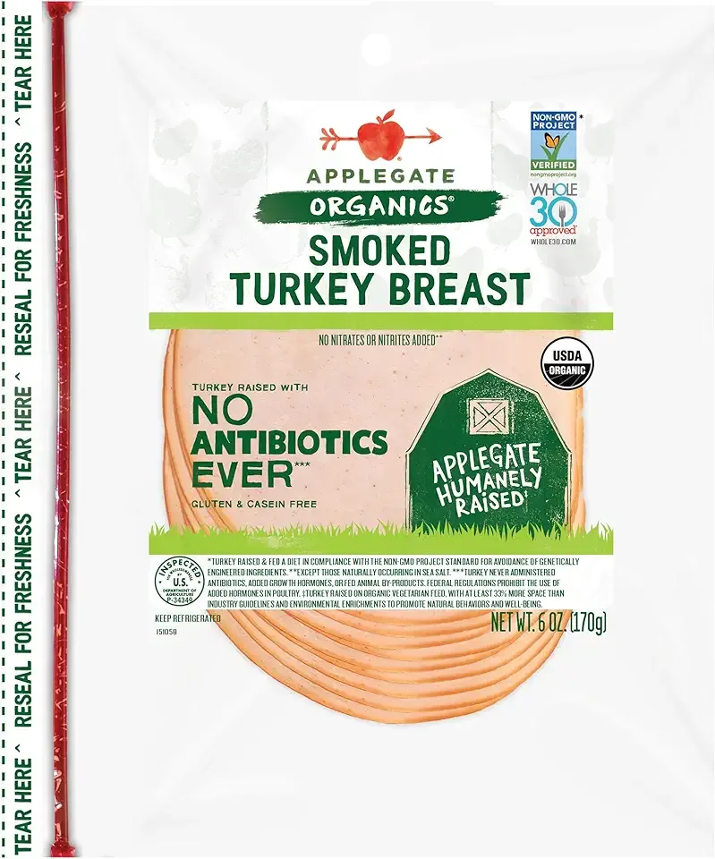 Applegate, Organic Smoked Turkey SL, 6 oz