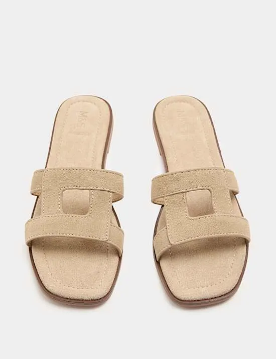 Suede Flat Mule Sandals