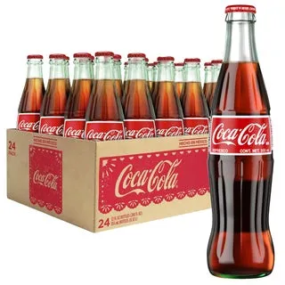 Coca-Cola de Mexico Soda Soft Drink Glass Bottles, 335 mL, 24-count