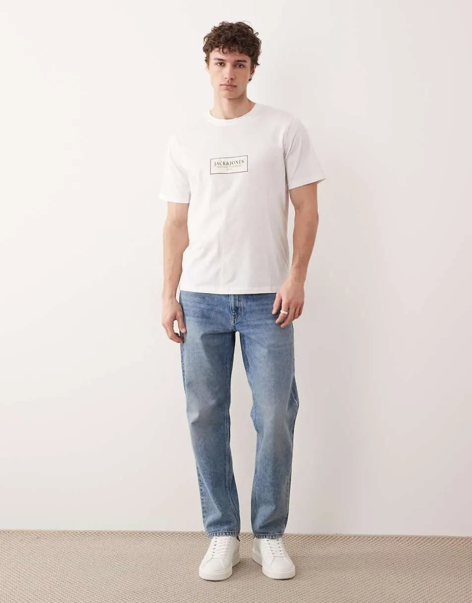 Jack & Jones oversized t-shirt with front logo in white