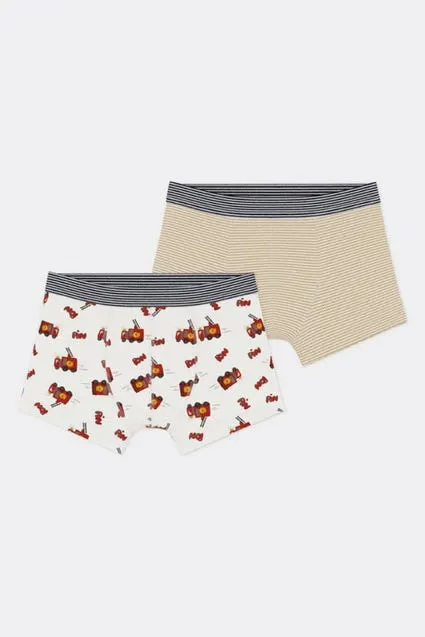 Kids 2-pack boxershorts brandweerwagen - Petit Bateau