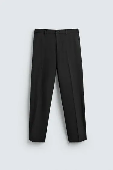 WOOL BLEND REGULAR FIT NON-IRON TROUSERS