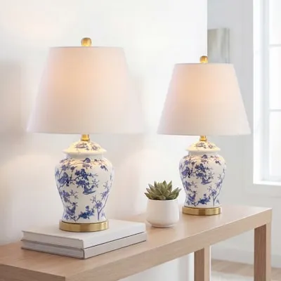 (2-Pack) 10-in Brushed nickel Touch Uplight Table Lamp with Glass Shade