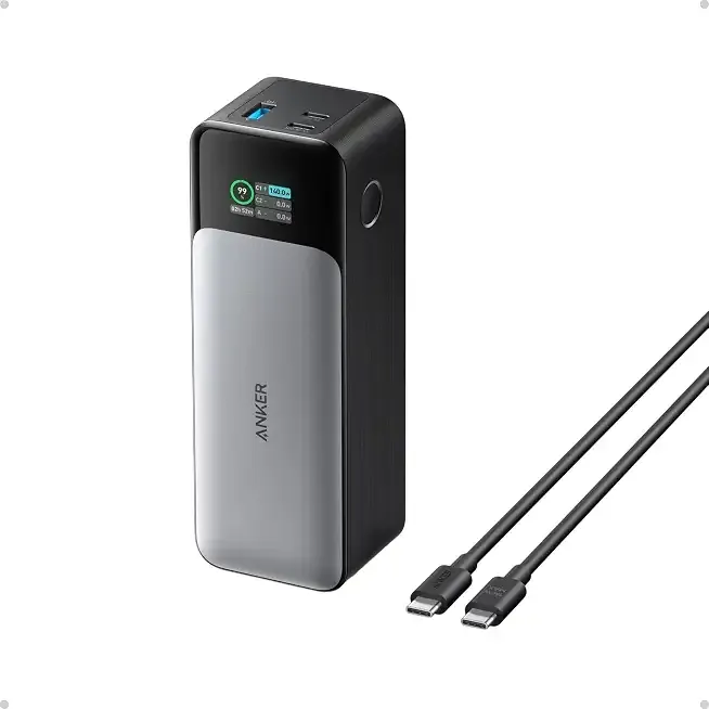 Anker 737 Power Bank, 140W 24,000mAh 3-Port Laptop Charger, Smart Display | Fast Multi-Device Charging, for iPhone 16 / 15 / 14 Series, Vision Pro, Samsung, MacBook, and More