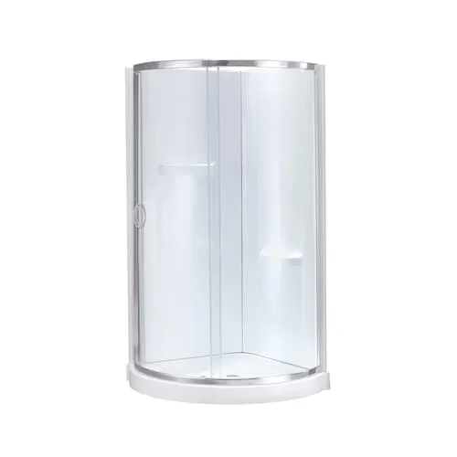 Breeze 33 inch L x 33 inch W x 77 inch H Corner Drain Shower Stall Enclosure in Chrome
