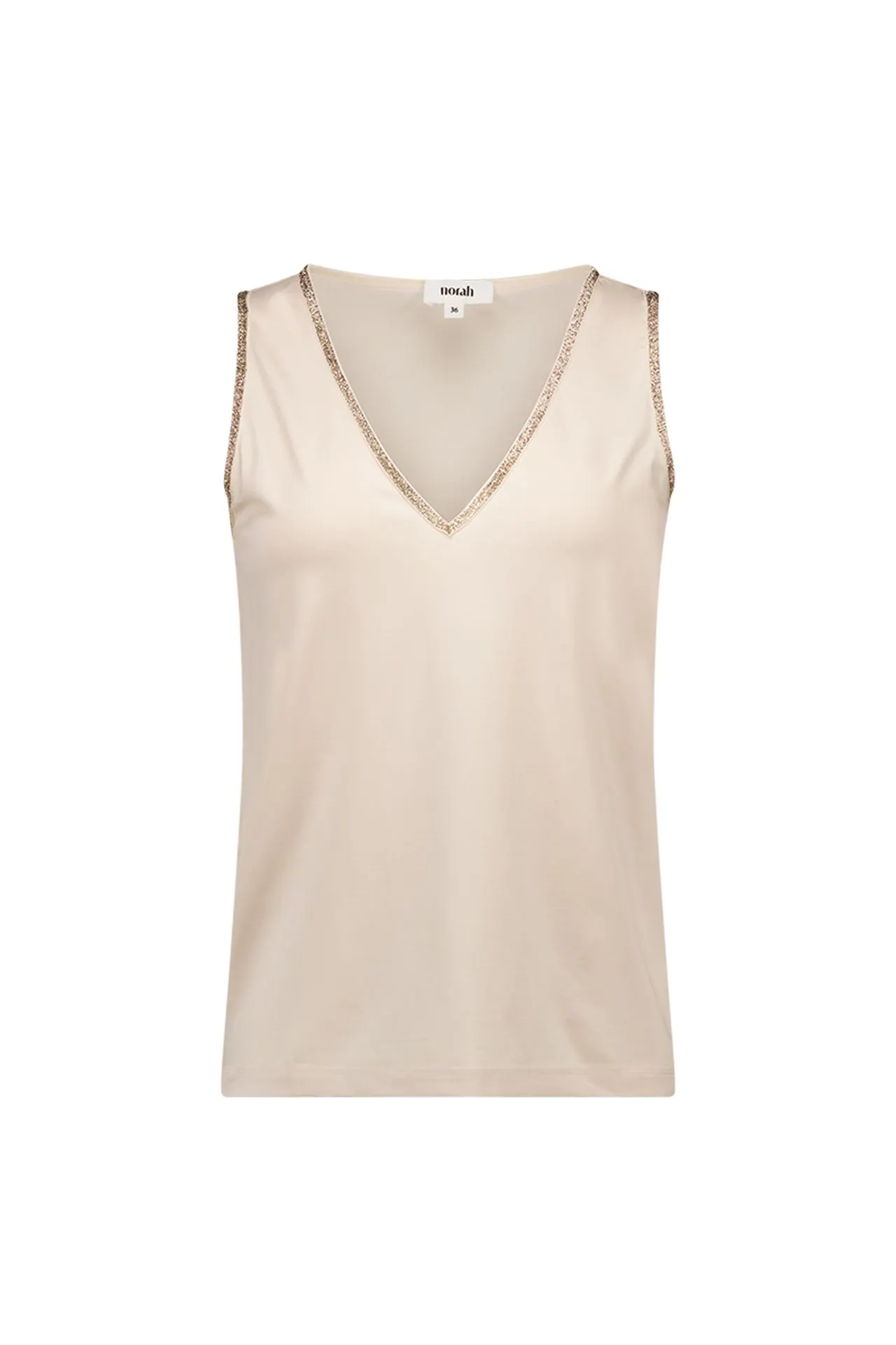 Ecru top met goudkleurige bies