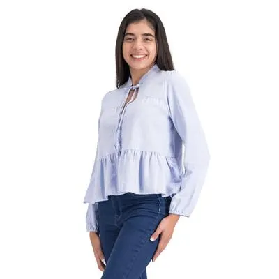 Blusa Mxstaza Mujer Cuello Anudado Y Olanes