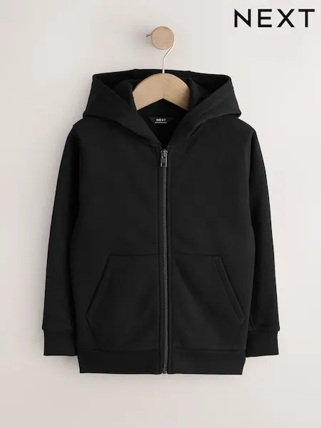 Black 1 Pack Plain Zip Through Hoodie (3-16yrs)