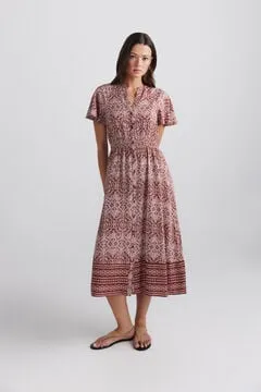 Vestido midi camisero estampado
