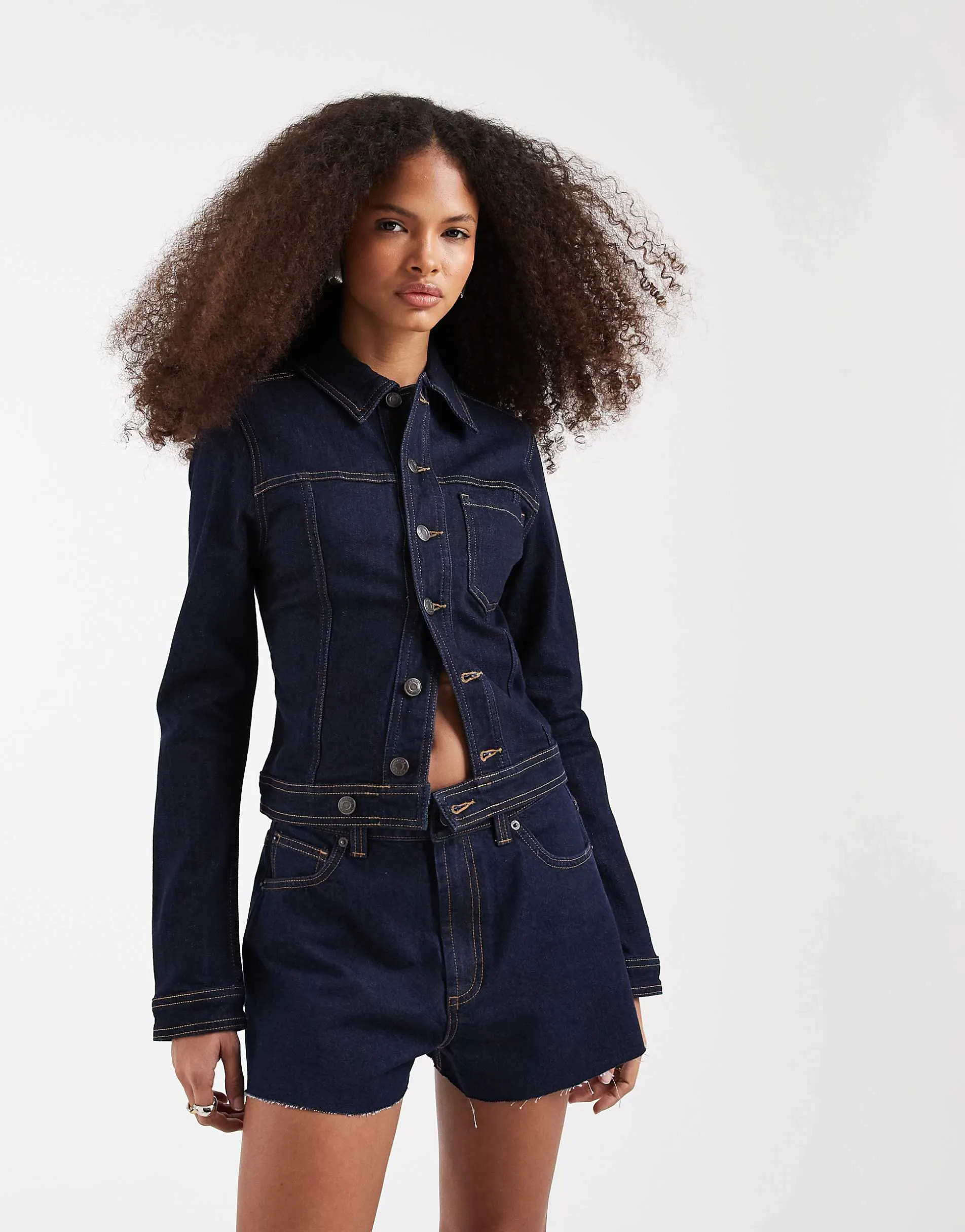 ASOS DESIGN denim a line short in rinse