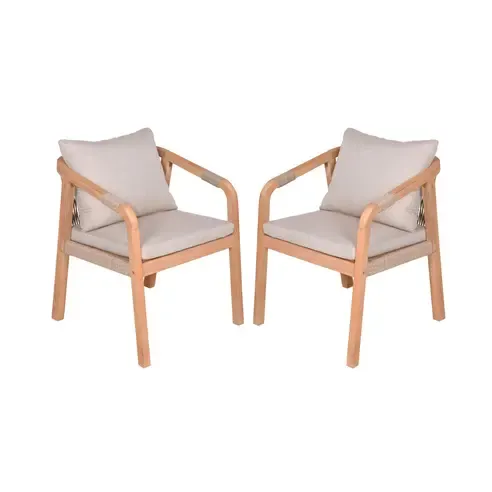 2-teiliges Gartenstuhl-Set BOGOTA - Akazie massiv - mit Sitzkissen