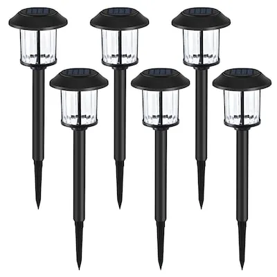 6 -Pack 10 -Lumens Black Solar LED Outdoor Path Light Kit ( 3000-K )