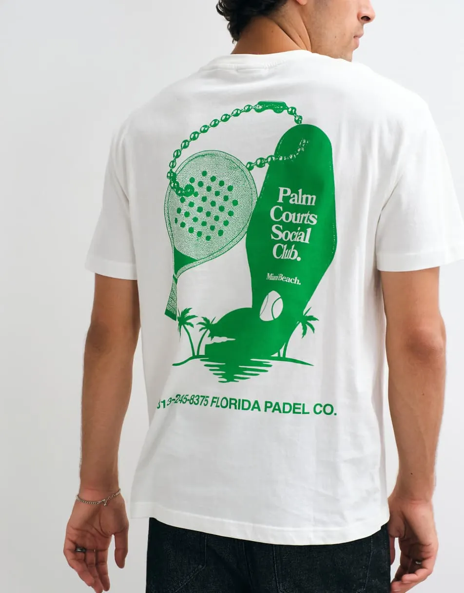 ONLY & SONS oversized fit t-shirt with Palm Courts print in white