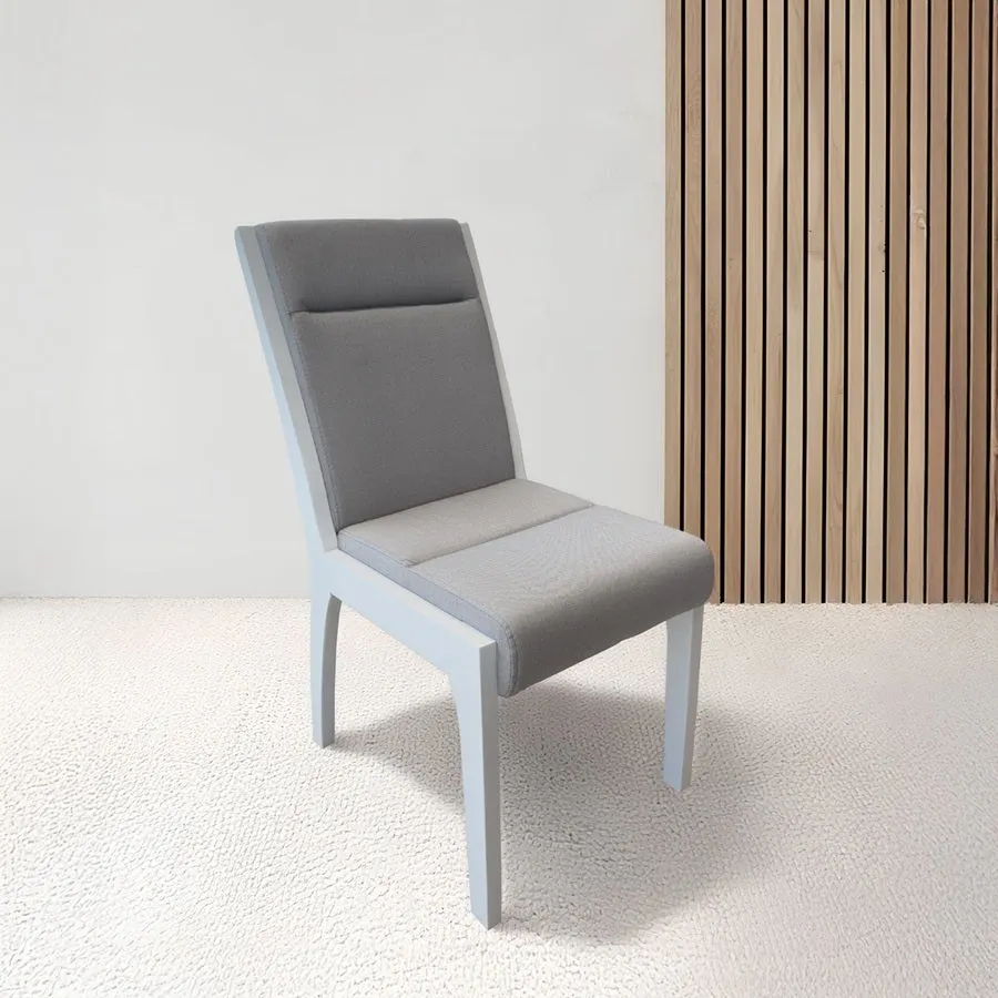 Silla Mosconi Minimal blanco tapizado gris
