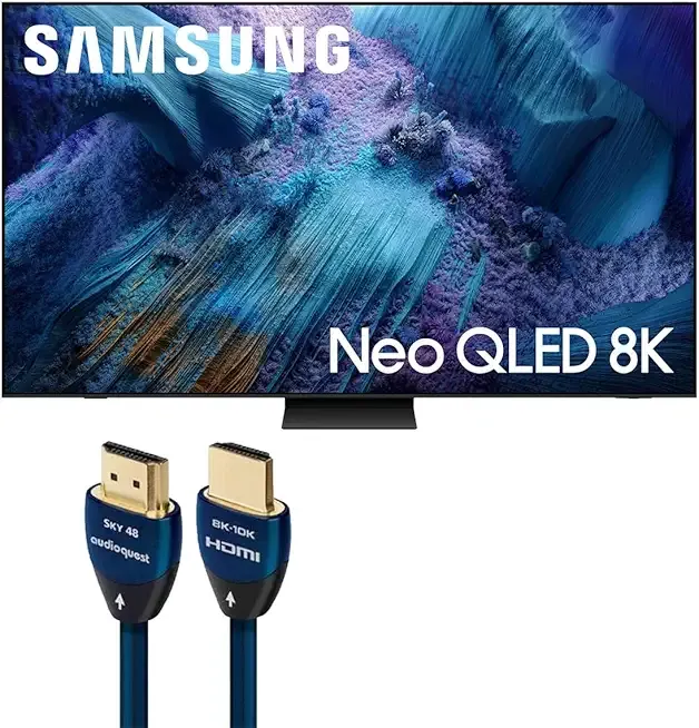 Samsung QN990F 75 Inch 8K Neo QLED Mini LED TV with AudioQuest Sky 3m HDMI Cable