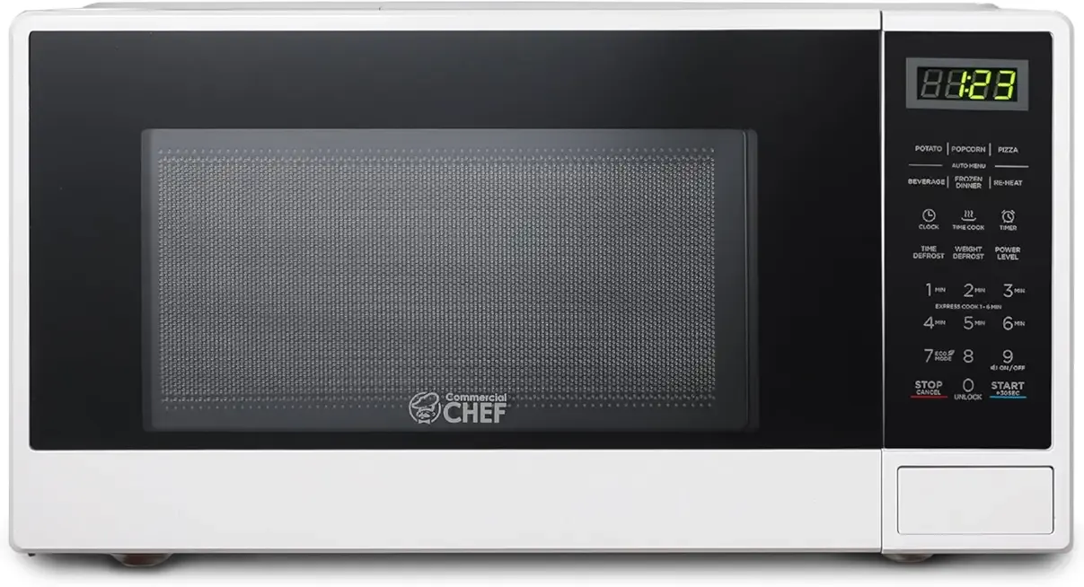 Commercial CHEF Countertop Microwave, 1.1 Cubic feet, White
