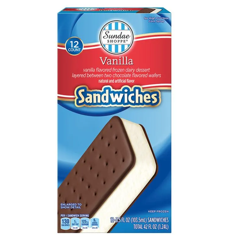 Sundae Shoppe Vanilla Frozen Dairy Dessert Sandwiches