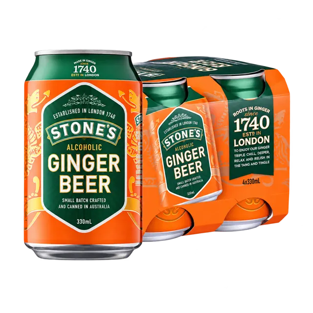Stones Alcoholic Ginger Beer 4 Pack Cans 330ml
