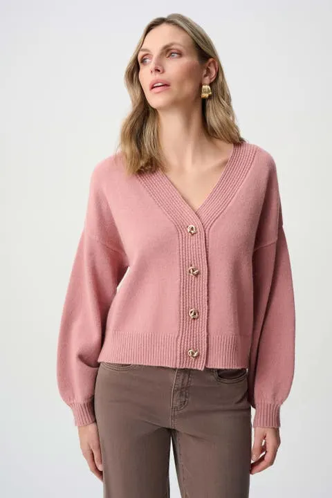 Joseph Ribkoff Brushed Knit V-Neck Boxy Cardigan