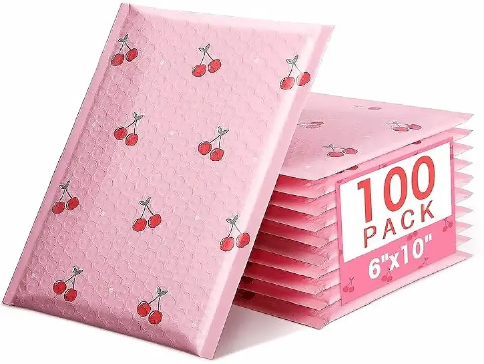 Cozymood 6x10 Inch Pink Poly Bubble Mailers 100 Pack,Waterproof Self Seal Adhesive Small Padded Mailing Envelopes,Cushioning Bubble Envelopes for Shipping,Mailing,Small Business,Packaging,Bulk #0