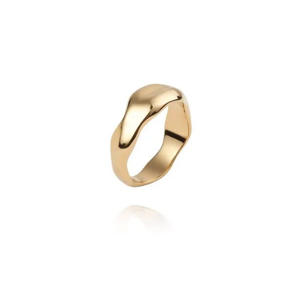 Wavy Bolded Ring Gullfarget Stål