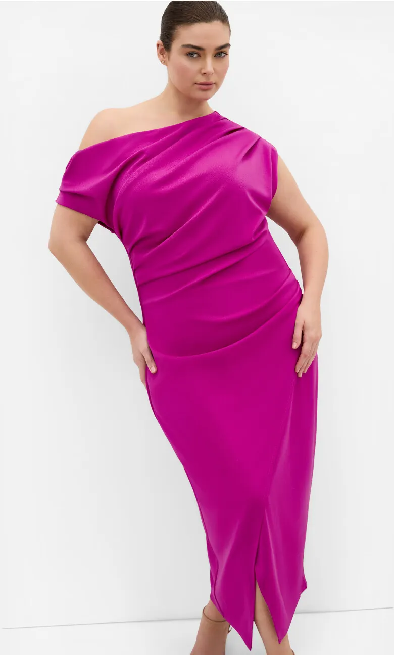 Sassy Off Shoulder Dress - magenta