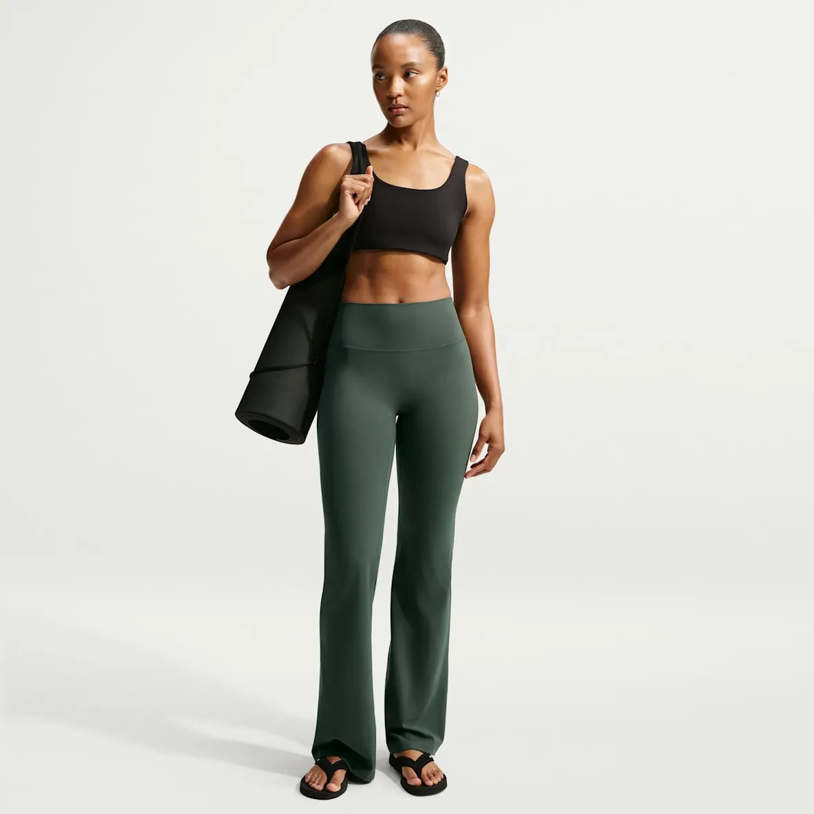 Leggings med høy midje og sleng uten søm foran til dame