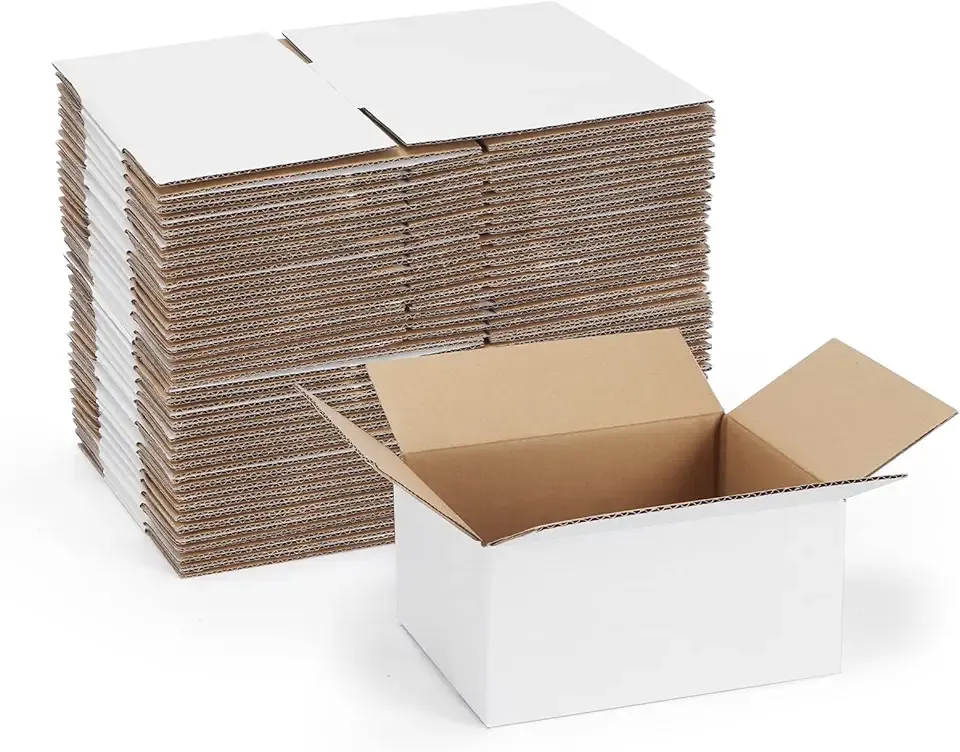 40 Pack Small Shipping Boxes 8x6x4 Inches, White Corrugated Cardboard Mailing Box for Shipping, Packing, Business